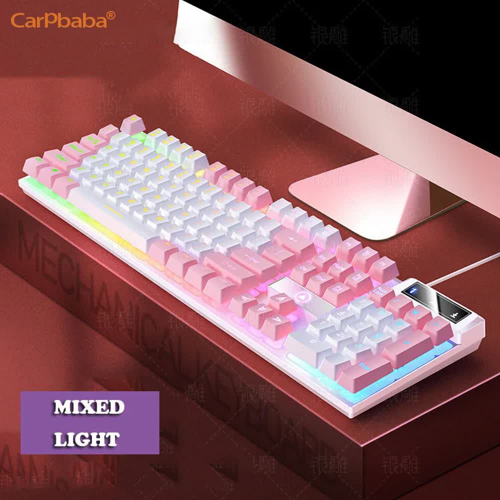Pc Gaming Pink - Carpbaba K500 104 키 USB 유선