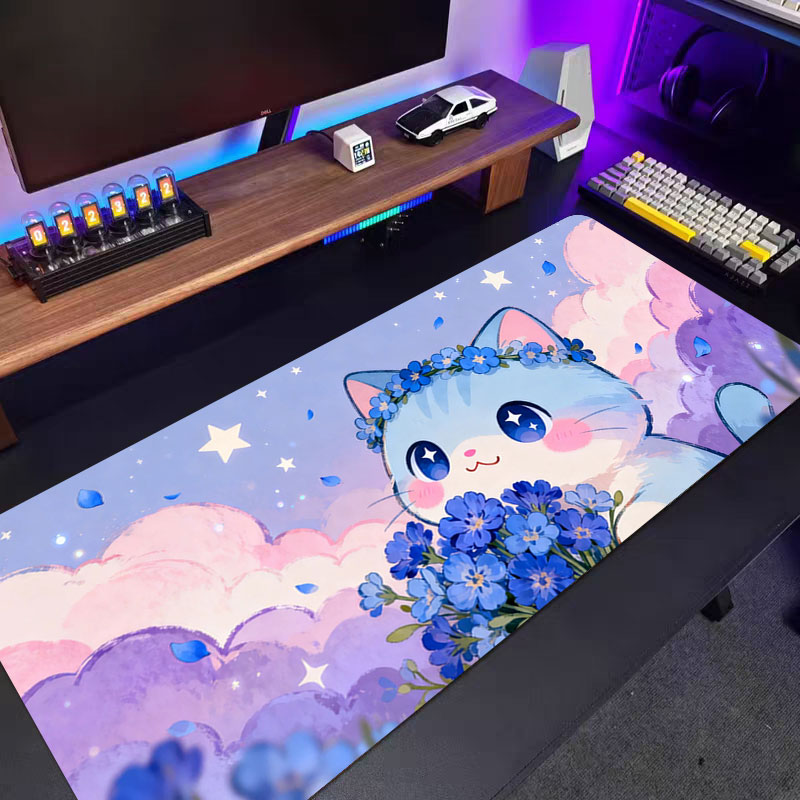 핑크-퍼플 구름 고양이 마우스 패드 레트로 귀여운 애니 - Pc Gaming Pink 리뷰 및 가격